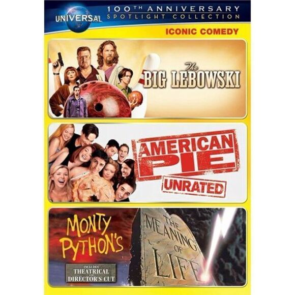 3 Movies: Big Lebowski, American Pie, Monty Python's Meaning of Life (DVD) NWT - Picture 1 of 3